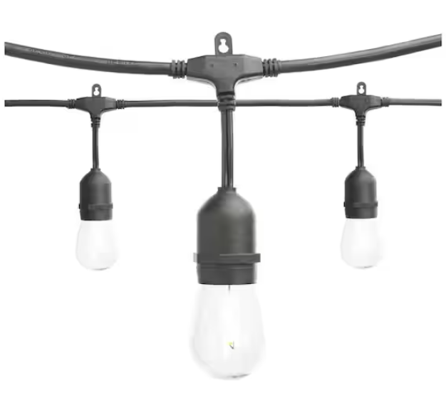 Hampton Bay 12-Light 24 ft. Plug-in Indoor/Outdoor Edison String Light with S14 Single Filament LED Bulbs