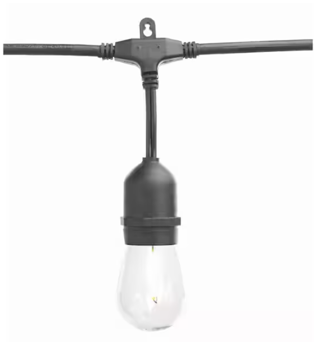 Hampton Bay 12-Light 24 ft. Plug-in Indoor/Outdoor Edison String Light with S14 Single Filament LED Bulbs