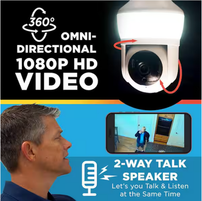 SIGHT BULB Motion Detecting 360-Degree Indoor/Outdoor Wi-Fi Home Security Camera with Light