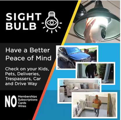 SIGHT BULB Motion Detecting 360-Degree Indoor/Outdoor Wi-Fi Home Security Camera with Light