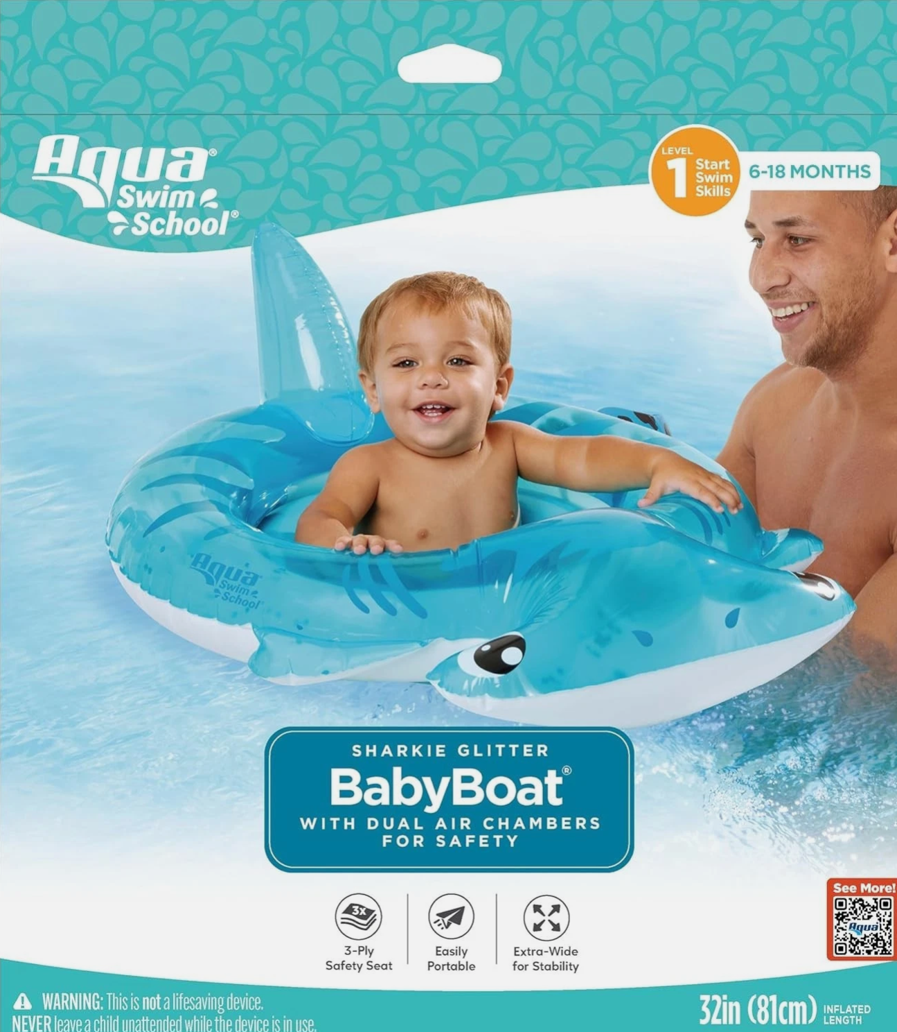 SwimSchool Sharkie Glitter Baby Boat (6-18 months)