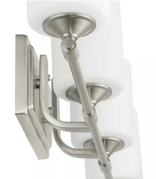 Darlington 29.5 in. 4-Light Brushed Nickel Vanity Light with Frosted Opal Glass Shades