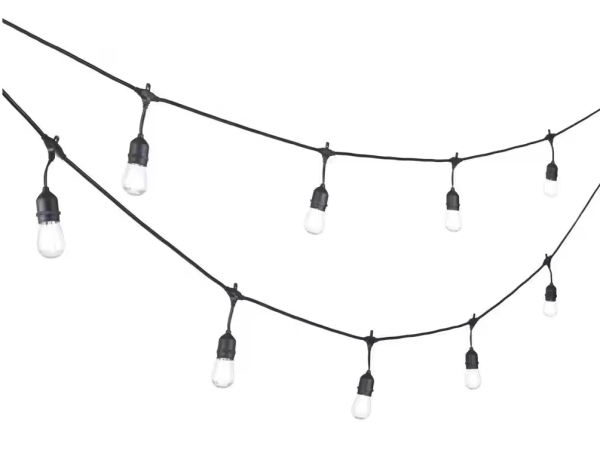 Hampton Bay 24-Light 48 ft. Indoor/Outdoor String Light with S14 Single Filament LED Bulbs