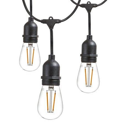 Outdoor 48 Ft. Plug-in S14 Edison Bulb Weatherproof String Light with 16 Edison LED Light Bulbs, 2700K, Black