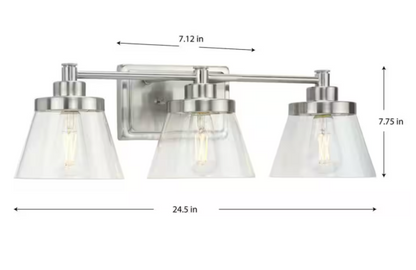 Hinton Collection Three-Light Brushed Nickel Farmhouse Bath Vanity Light