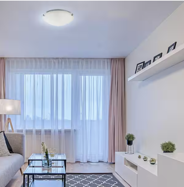 Volume Lighting 5 in. 3-Light Indoor Brushed Nickel Semi-Flush Mount Ceiling Fixture with White Alabaster Glass Bowl/Saucer Shade