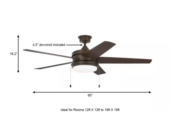 Portwood 60 in. Indoor/Outdoor Wet Rated Espresso Bronze Ceiling Fan with Integrated LED Included