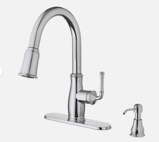 Glacier Bay Kagan Chrome 15 in. H Pull Down Sprayer Kitchen Faucet with 360° Swivel Spout