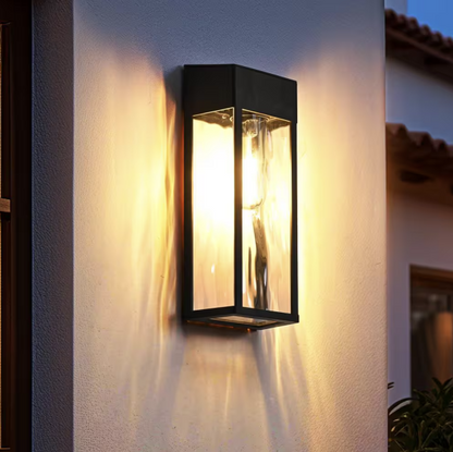 Black Outdoor Solar Wall Lights with LED Bulb (2-Pack)