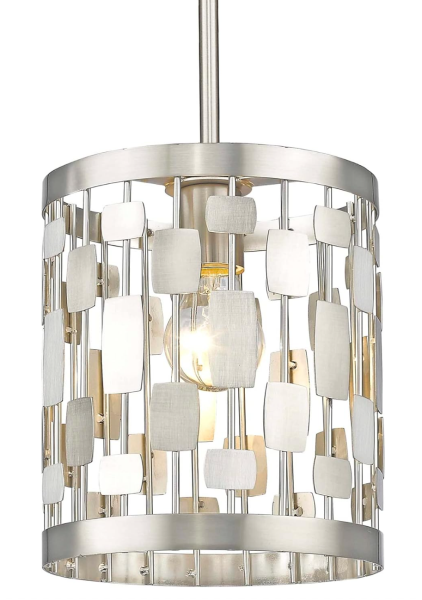 1-Light Brushed Nickel Crystal Mini-Pendant