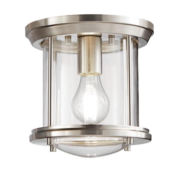 Hampton Bay Melrose Park 8 in. 1-Light Brushed Nickel Flush Mount