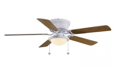 Hugger 52 in. LED Indoor White Ceiling Fan with Light Kit