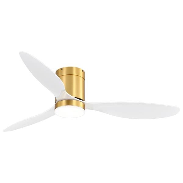 Sawyer II 52 in. Integrated LED Indoor Gold White-Blade Ceiling Fans with Light and Remote Control Included