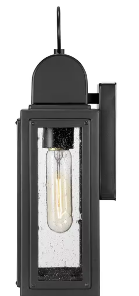 Progress Lighting Landstone 1-Light 13.5 in. Matte Black Outdoor Wall Lantern with Clear Glass