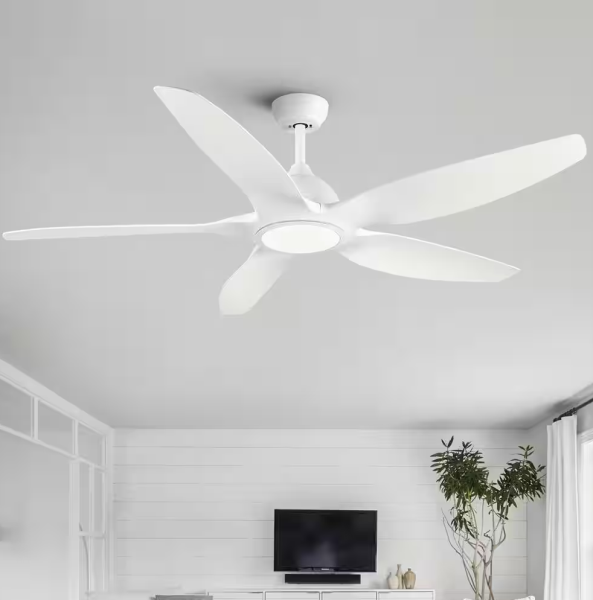 YUHAO 60 in. Integrated LED Indoor Matte White Ceiling Fan with Light Kit and Remote