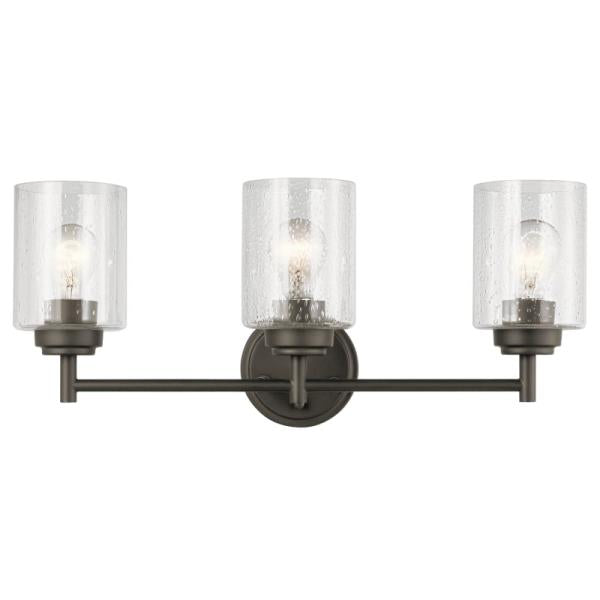 Winslow 21.5 in. 3-Light Olde Bronze Contemporary Bathroom Vanity Light with Clear Seeded Glass