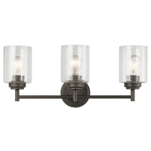 Winslow 21.5 in. 3-Light Olde Bronze Contemporary Bathroom Vanity Light with Clear Seeded Glass