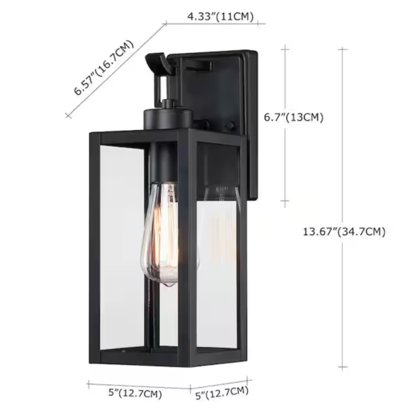 Pia Ricco 1-Light Black Outdoor Wall Sconces Fixture 60-Watt Max