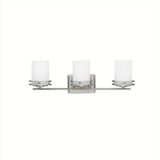 KICHLER Hendrik 24 in. 3-Light Brushed Nickel Contemporary Bathroom Vanity Light with Satin Etched Cased Opal Glass