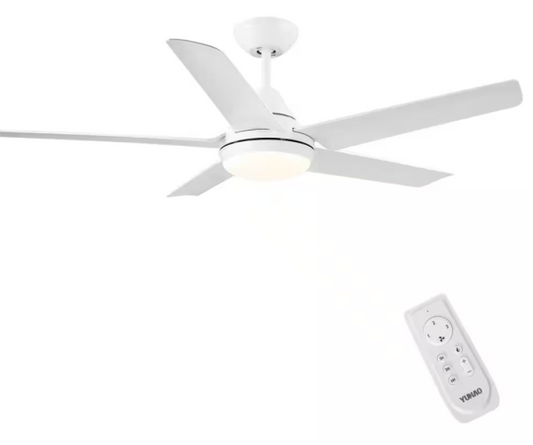 48 in. Indoor Integrated LED Matte White Ceiling Fan with Light Kit and Remote