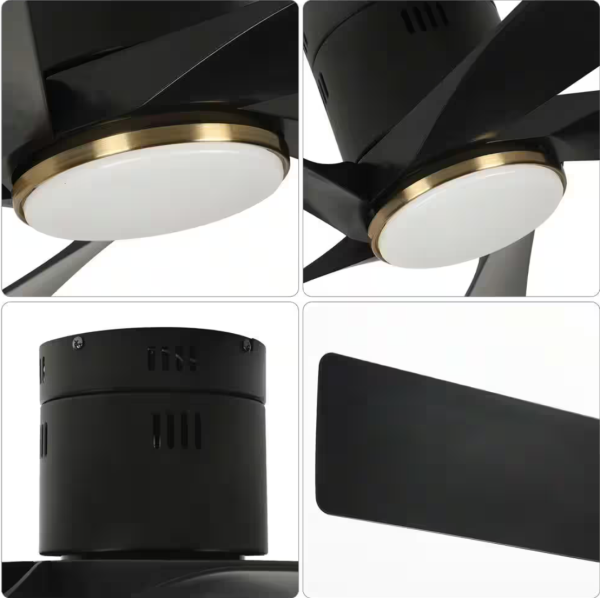 52 in. Smart Indoor Black Low Profile Standard Flush Mount Ceiling Fan with LED Light