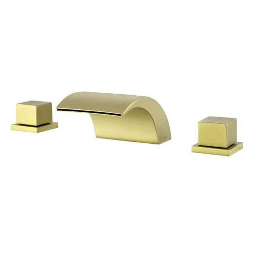 2-Handle Tub Deck Mount Roman Tub Faucet in Brushed Gold