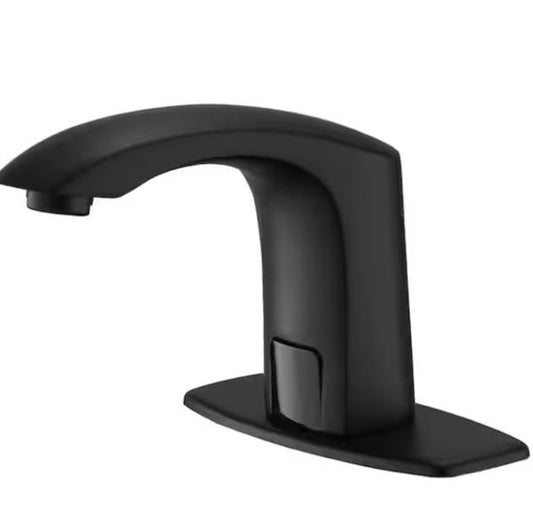 Touchless Bathroom Sink Faucet, Hands Free Automatic Sensor Faucet with Hole Cover Plate in Matte Black