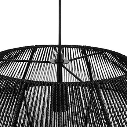 Globe Electric Terra 1-Light Matte Black Natural Twine Chandelier