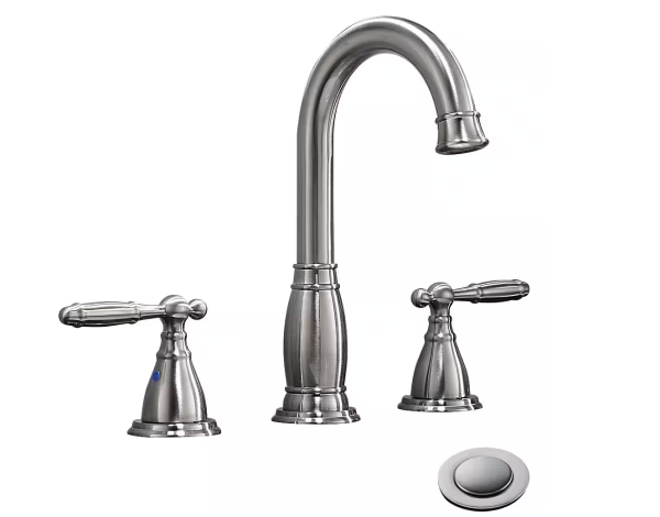 8 in. 2-Handle 3-Hole Widespread Brushed Nickel Bathroom Faucet and Pop-Up Drain