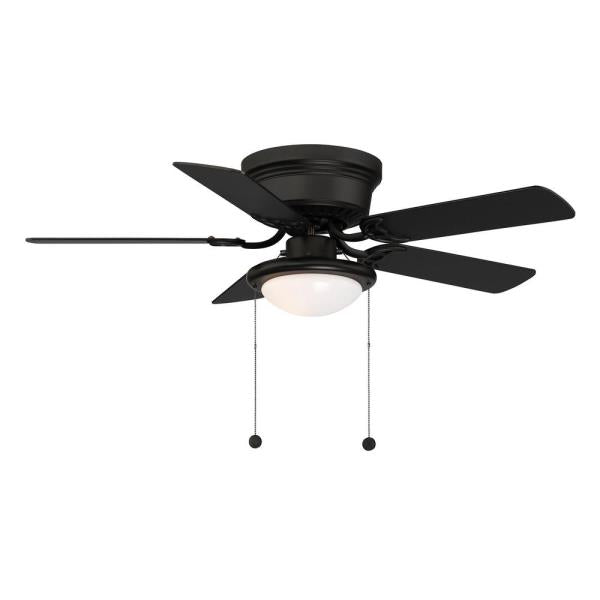 Hugger 44" LED Indoor Ceiling Fan, Matte Black, with Light Kit