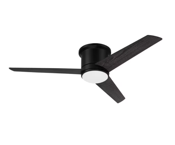 Craftmade Cole 52 in. Hugger Indoor/Outdoor Flat Black Ceiling Fan with Integrated LED Light and Remote/Wall Control Included