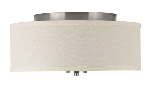 Progress Lighting Inspire Collection 13 in. Brushed Nickel Transitional Kitchen Ceiling Light Drum Flush Mount