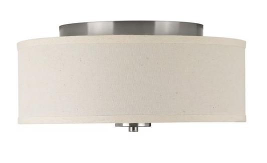 Progress Lighting Inspire Collection 13 in. Brushed Nickel Transitional Kitchen Ceiling Light Drum Flush Mount