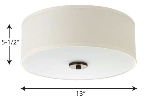 Progress Lighting Inspire Collection 13 in. 2-Light Antique Bronze Kitchen Transitional Ceiling Light Drum Flush Mount