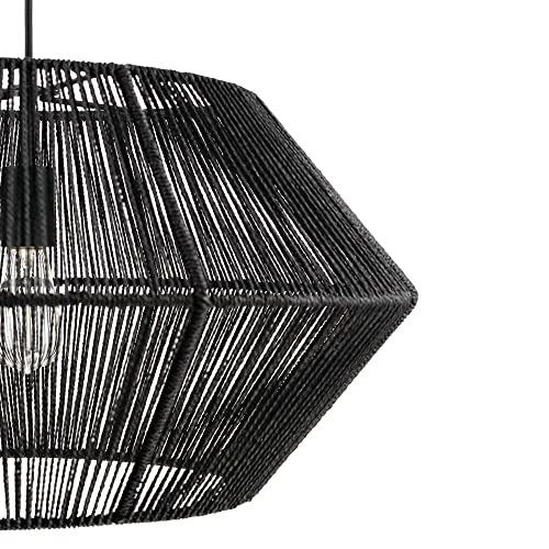 Globe Electric Terra 1-Light Matte Black Natural Twine Chandelier