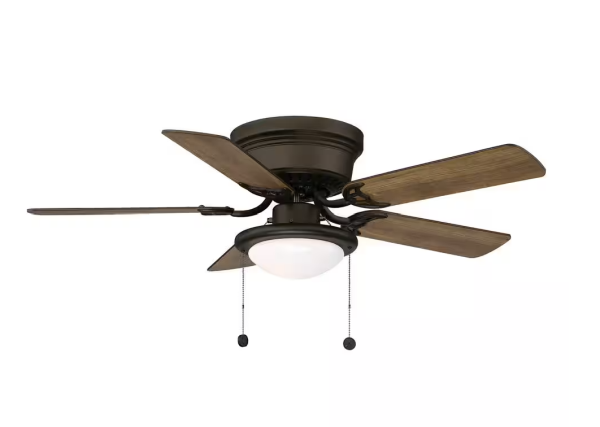 Hugger 44 in. LED Indoor Oil-rubbed bronze Ceiling Fan with Light Kit