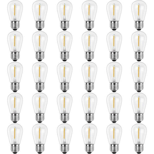 String Light Replacement Bulbs Shatter-Resistant Edison LED Bulbs (30-Pack)