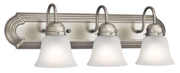 Independence 24 in. 3-Light Brushed Nickel Traditional Bathroom Vanity Light with Frosted Glass Shade