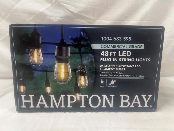 Hampton Bay 24-Light 48 ft. Indoor/Outdoor String Light with S14 Single Filament LED Bulbs