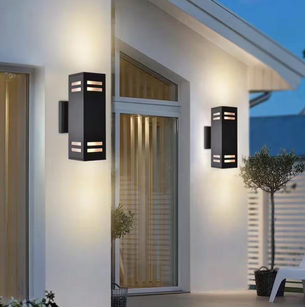 2-Light Matte Black Outdoor Wall Lamp Waterproof Wall Lantern Exterior Sconce Light Fixture for Patio Courtyards Villa