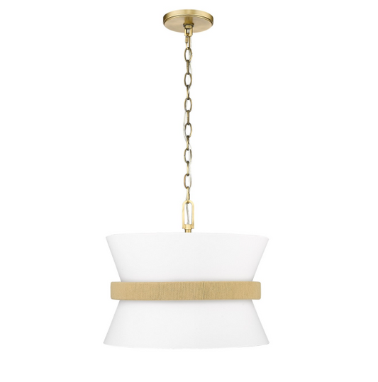 Millennium Lighting Kimbry 3-Light 16.1 in. Vintage Brass Pendant-Light Fabric