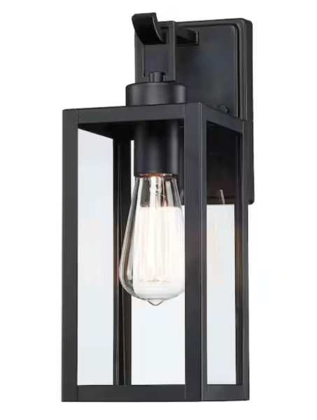 Pia Ricco 1-Light Black Outdoor Wall Sconces Fixture 60-Watt Max