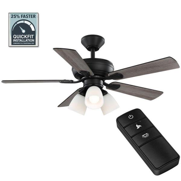 Hampton Bay Riley 44 in. Indoor Matte Black Ceiling Fan with Light & Remote