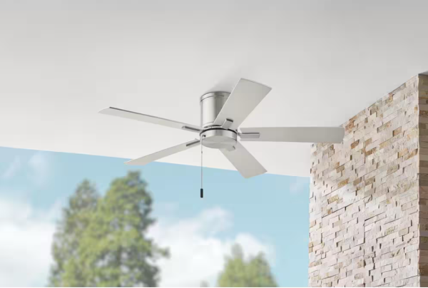 Grantway 48 in. Indoor/Covered Outdoor Brushed Nickel Ceiling Fan w/ Pull Chain