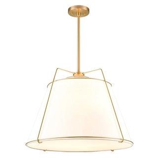 Lise 22 in. 3-Light Brushed Brass Chandelier with Fabric Shade