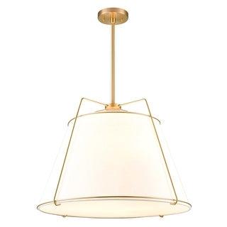 Lise 22 in. 3-Light Brushed Brass Chandelier with Fabric Shade