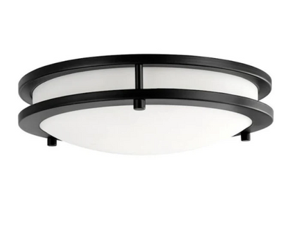 Flaxmere 12 in. Matte Black Dimmable Integrated LED Flush Mount Ceiling Light with Frosted White Glass Shade