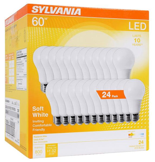 (24-Pack) 8.5 Watt (60 Watt Equivalent) A19 LED Light Bulb in 2700K Soft White Color Temperature