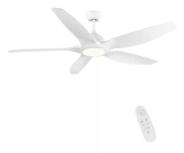 YUHAO 60 in. Integrated LED Indoor Matte White Ceiling Fan with Light Kit and Remote