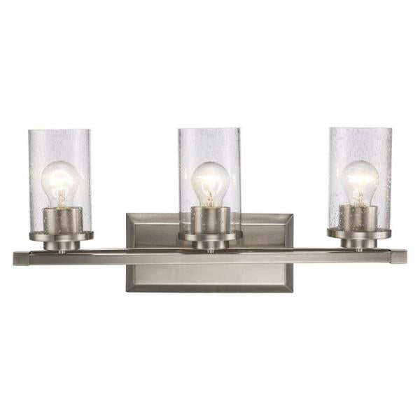 Timpie 22" 3-Light Brushed Nickel Vanity Light with Seeded Glass Shades